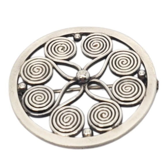 Eivind Knud Petersen Sterling Silver Flower Swirl Brooch #20520 - Picture 3 of 8